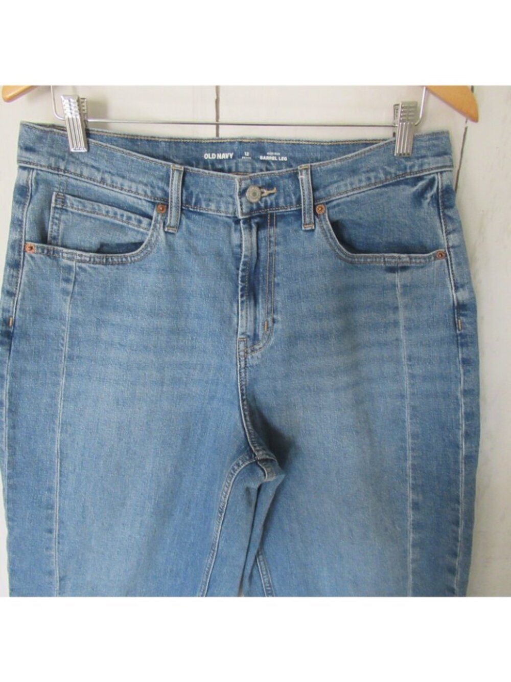 Old Navy Jeans 12 High Rise Barrel Leg Plus Size Distressed - Picture 2 of 7